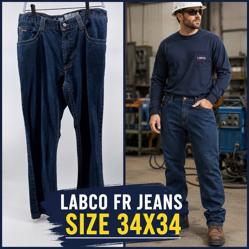 LAPCO FR Flame Resistant Jeans 34X34 Bootcut Denim NFPA 2112 CAT 2 ATPV 15.2